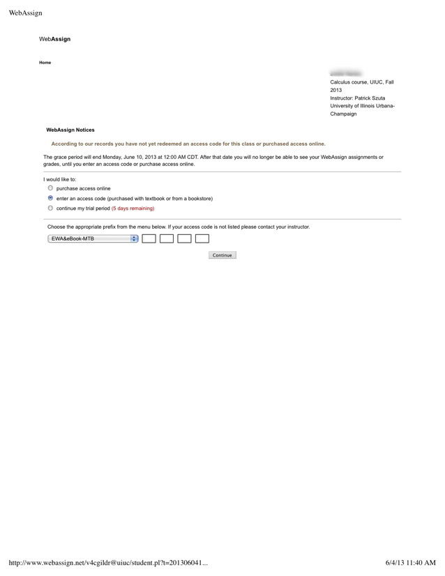how to buy webassign access code online